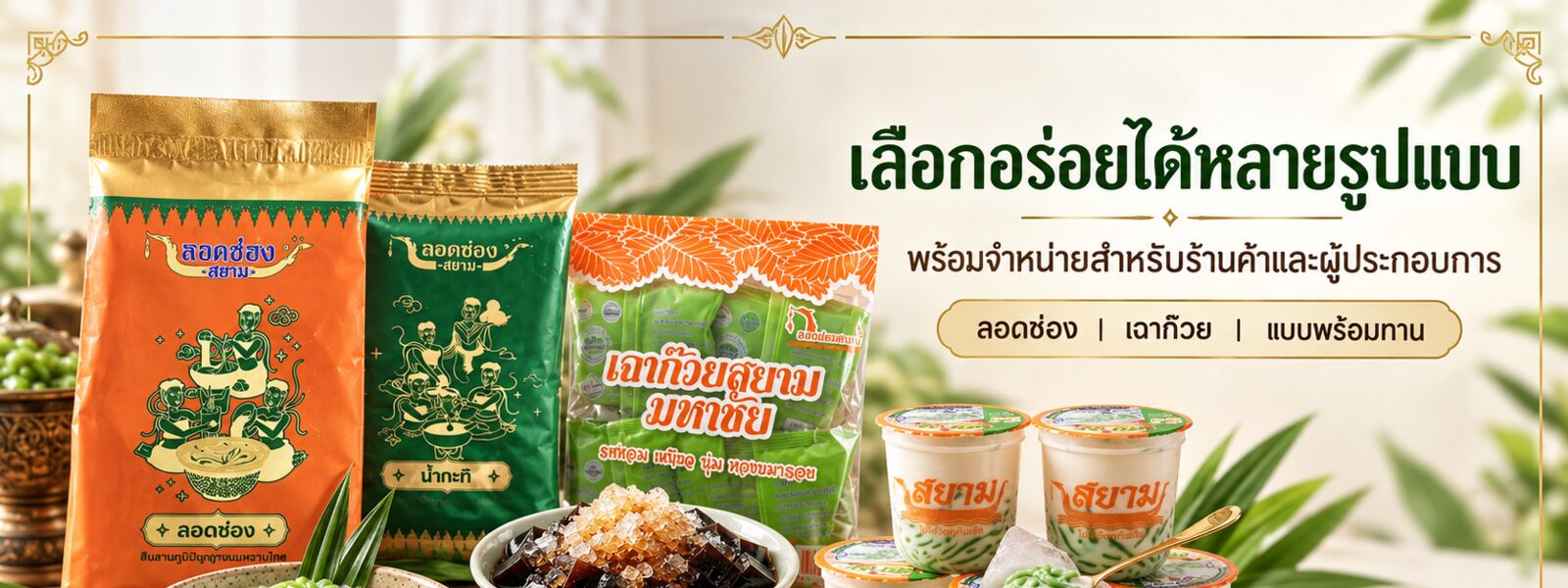 เลือกอร่อยได้ ลอดช่อง เฉาก๊วย พร้อมทาน